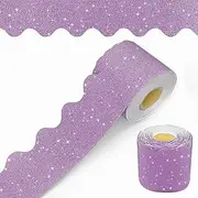 60 Feet Bulletin Board Borders, Glitter Scalloped Border Trim Holiday Decoration for School, Bulletin Board Border Decorative,Classroom Poster Office Party Wall Locker Decor (Light Purple)