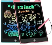 EooCoo Gifts for Kids Toys, 12 Inch LCD Writing Tablet, Drawing Pads 2 Packs Doodle Scribble Boards, Fidget Toys for Boys Girls Age 3 4 5 6 7 8 9 Years, Road Trip Essentials Travel Games