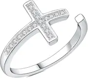 [CCWPXX] 925 Sterling Silver Cross Toe Ring, Adjustable Band, Hypoallergenic Foot Jewelry for Women, Sterling Silver, Cubic Zirconia