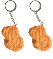 [GTONEE] Handmade Keychain Imitation Chicken Nuggets Keychain Kids Toy Foods Props Novelty Key Chain Men And Women Keyring