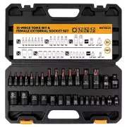 31-Piece Torx Bit Socket Set: Premium CR-V & S2 Alloy Steel Star T8-T70 & E-Tor