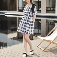 在飛比找momo購物網優惠-【H2O】日本布MIT緹織格紋棉質可露肩短洋裝 #36740