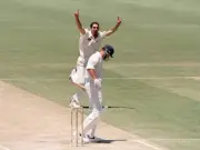 Australian bowler Jason Gillespie celebrates after dismissing- Old Cricket Photo