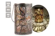 LED Solar Light Outdoor Garden Light Hanging Solar Lantern Light Decor Light Retro Metal Hollow Out Leaf Waterproof