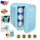 Versatile Mini Fridge - 6 Can Capacity, Cooler & Heater - Stylish Blue Finish
