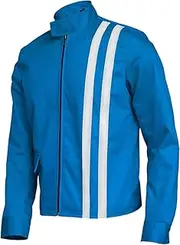 Men’s Speed Racer Retro Classic White Stripes Vintage Motorcycle Jacket - Steve Cotton Biker Jacket