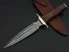 12" CUSTOM HAND MADE DAMASCUS STEEL DAGGER KNIFE ROSEWOOD HANDLE W/SHEATH 8041