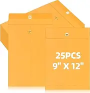 Rustark 25Pcs 9x12 Inches / 22.8x30.4cm Clasp Envelopes Manilla Envelopes Gummed Closures Catalog Envelopes Brown Kraft Mailing Envelopes for Home Office Filing Storing or Mailing
