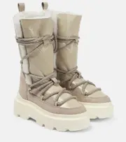 [Inuikii] Inuikii Leather shearling-trimmed snow boots AU 11 white