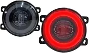 Angel Eye Fog Lights Dynamic Daytime Running Lights W/LED Bulb Front Bumper Lamps Compatible With Civic 10th(Red)