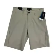 Kenneth Cole Mens Heathered Tech Performance 9" Shorts Beige 30