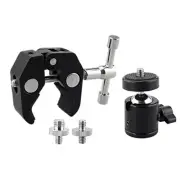 Super Clamp Mount 360° Rotation Ball Head 1/4"-20 for DSLR Camera Tripod Monitor
