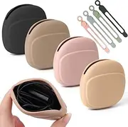 BLAZDEVE 4PCS Silicone Headphone Organizer Set, Portable Cable Storage Case, Reusable Soft Silicone Box for Wireless Earphones, in-Ear Headphones, USB Cables and Mini Items