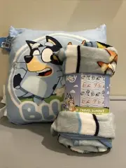 Bluey & Bingo super soft throw blanket (40in X 50in) & Cloud Pillow Travel NEW