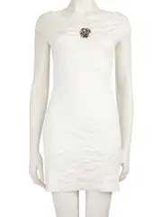 Ivory Floral Pattern Knit Mini Dress