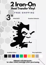 MONKEY FACE - Iron on DECALS)DEFAULT COLOR: BLACK | SIZE: 3" WIDE EACH