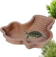 Tortoise Pool,Turtle Water Bowl Reptile Bath - Bathing Pool with Ramp, Aquarium Decor Pet Supplies, Food Bowl for Amphibians, Frogs, Lizards, Snakes