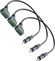 tunghey 3Pack 3.5mm Screw Terminal Block Cable 3.5mm (1/8inch) Stereo TRRS Audio Male to 4 Pin/Way Female Bolt Screw Headphone Balum Converter Adapter Cable 4Pole