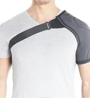 Strap compression single shoulder sports shoulder protection for men and women, shoulder protection for adults, adjustable shoulder straps (Black ash, M)