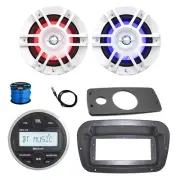 JBL Marine Radio, Spa Bezel, Adapter, 2x 6.5" 300W LED White Speaker w/ANT, Wire