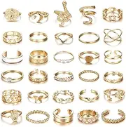 [Kakonia] Vintage Gold Knuckle Rings Set, Boho Butterfly Snake Stackable Finger Rings for Women Girls, Silver Midi Rings Pack
