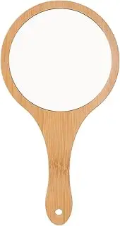 WOONEKY Hand Makeup Mirror Women Portable Bamboo Vanity Mirror Handle Durable and Lightweight