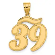 14k Yellow Gold Brushed Border Script Number 39 Pendant