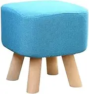 Chair,Solid Wood Footstool 4 Leg Upholstered Footrest Makeup Dressing Stool Change Shoes Small Bench/Blue/26 * 26 * 35Cm