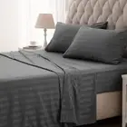 SLEEP ZONE Striped Cooling Bed Sheets King Size Set 4 Piece - Super Soft Fitted