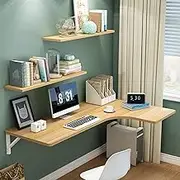Wall-Mounted Folding Table,Convertible Floating Desk 5 Colours 50kg Load Multi-Purpose Laptop Desk for Small Spaces, Dorms & Tiny Homes(Wood,100 * 70 * 50cm/39 * 28 * 20in)