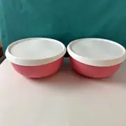 Tupperware Blossom Large Serving Bowl Set Pink 18 cups Set Of 2 !