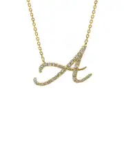 Jane Basch 14K 0.16 ct. tw. Diamond Script Initial Necklace (A-Z)