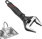 Wide Adjustable Wrench,Crescent Shape Stainless Steel Wrenches - Kitchen Basin Wrench Tool, Shifter Spanner, Sink Tools Wrench for Home, Garage