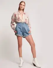 NWT ONE TEASPOON Sz 22 Venice Streetwalkers High Waist 80s Denim Short in Kansas