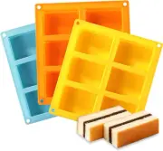 3PCS Mini Loaf Pan, Silicone Mini Bread Loaf Baking Pans,6 Cavities Each Baking