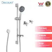 Decaura 3-Mode Shower Rail Set Hand Held Shower Head Spray and Cross Mixer Taps