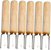 FONDOTIN 6Pcs Professional Reusable Corn Skewers BBQ Forks for Camping Grilling and Corn Accessories Convenient Cooking Tool