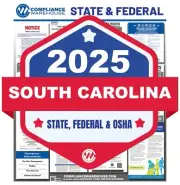 2025 South Carolina SC StateFed Labor Law In 1 Compliance Poster Paper/Laminated