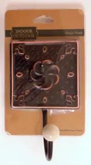 139151 Indoor & Outdoor Brushed Bronze & Bisque Single Prong Coat and Hat Hook