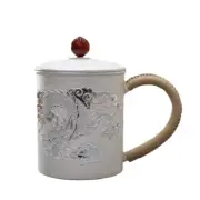 408g 575ml Pure Silver Tea Cup Coffee Cup Sterling Silver Tea Cup Office Mug Lid