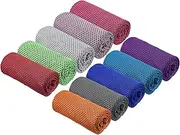 uxcell Cooling Towel 40"x12", 10 Pcs Ice Towel for Neck and Face, Soft Breathable Chilly Sweat Absorbing for Yoga Sports Camping Fitness Running Golf, Multicolor