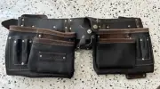 Tool Belt 12 Pockets Gripwell Double Style Brown Tough Leather Carpenter Tradie