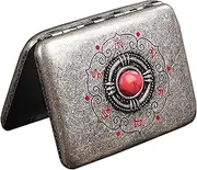 [ARKCHIU] Cigarette Case Retro Copper Cigarette Box Double Sided Spring Clip Open Pocket Holder Silver,One Size