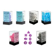 [Chessex] D7 Die Set Dice Frosted Poly (7 Dice) - Teal/White