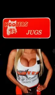 Hooters Uniform Jugs Name Tag Pin Back Dress Up Role Play Costume Accessory