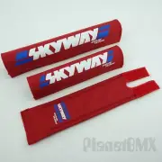 Skyway BMX 3-piece PADSET in RED / WHITE Logo safety pads NEW Flite USA T/A