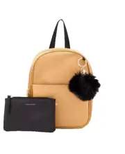 Tahari 3-piece Gift Set Backpack Zip pouch & pom pom Logo New w/tag Brown Black