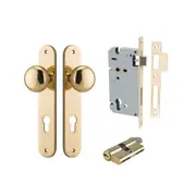 Iver Cambridge Door Knob on Oval Backplate Entrance Kit Key/Key