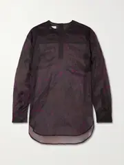 [Dries Van Noten] Dries Van Noten - Floral-print Silk-chiffon Top - Purple - small small Purple