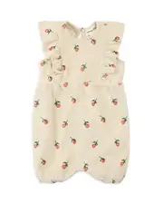 Miles The Label Girls' Orange Print French Terry Romper - Baby